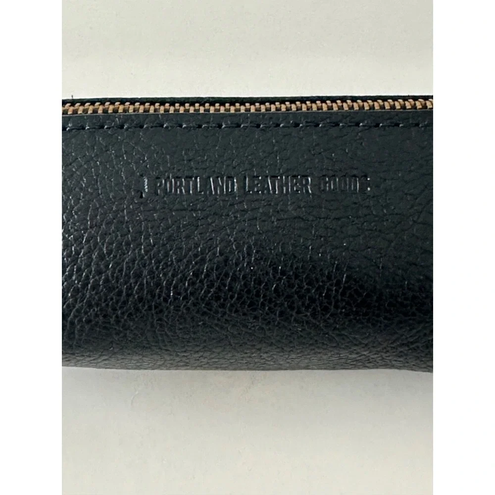 Portland Leather Goods Black Case Pouch Zipper Pencil Makeup Small
